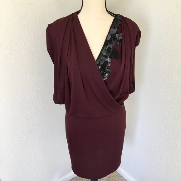 Robert Rodriguez runway stretch silk plum blouson draped back dress - Picture 6 of 13